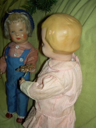 Early 1917 - 21 carved hair,  pink bow SCHOENHUT wood doll,  Kindergarten 101 model 2