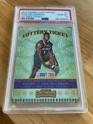 2019 - 20 Panini Contenders Zion Williamson Lottery Ticket 1 Psa 10 Wow