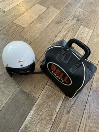 Vintage 1960s Bell 500 Tx Toptex California Motorcycle Helmet 7 1/8 And Bag