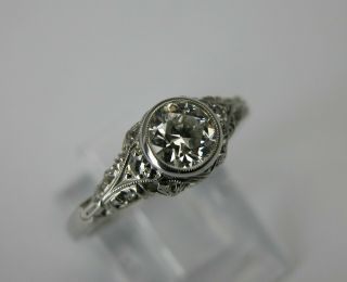 Antique Art Deco Platinum Diamond Filigree Engagement Ring Egl Certified