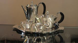Georg Jensen Sterling Silver Tea & Coffee Set In The Art Deco 