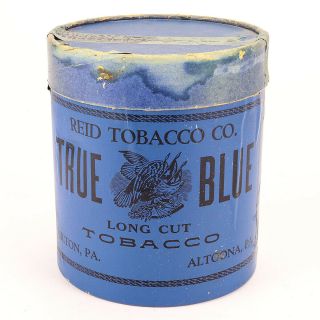 Vintage True Blue Cardboard Tobacco Container 1945 Rare