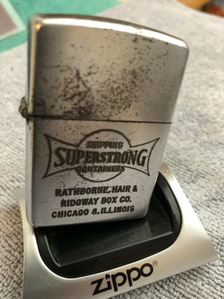 Superstrong Containers 1950 - 57 Zippo Lighter Pat Pend 2517191 Usa Stk Z623