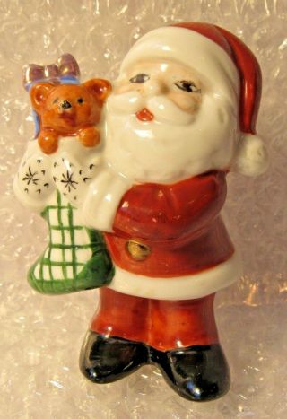 Vintage Santa Claus Stocking Toys Christmas Ceramic Figure