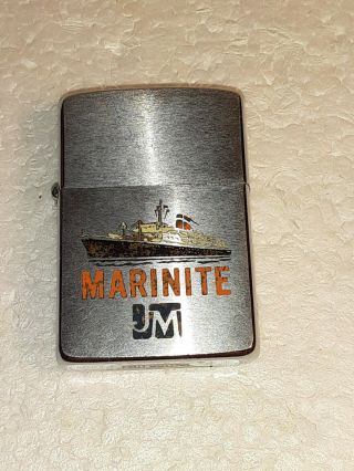 Vintage Zippo Marinite Jm Marine Ship Advertising Lighter