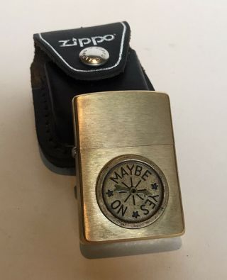 Vintage Brushed Brass Zippo Lighter With Spinner Dial - Yes,  No,  Maybe