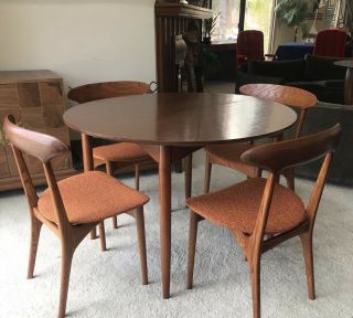 Set Of 4 Mid Century 60s Kurt Ostervig Dining Chairs And Walnut Dining Table