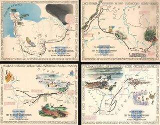 1945 Kaliher And White Set Of Pictorial Wwii Route Maps Of 79th Inf.  In Europe