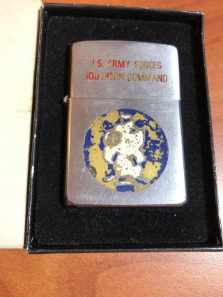 Vintage US Military Zippo Lighter US Army Forces Southern Command W/ Box 2