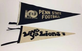 Two Vintage Penn State Lions College Football Pennants