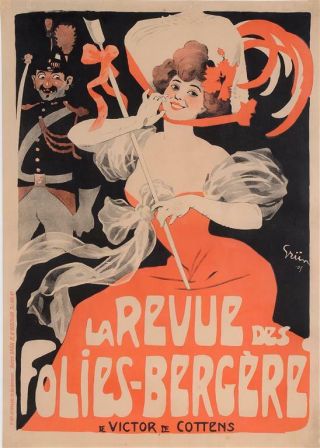 Vintage French Poster " Le Revue Des Folies - Berge 