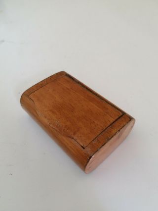 Unusual Antique Early 19thc Yew Wood Pocket Snuff Box With Copper Sides