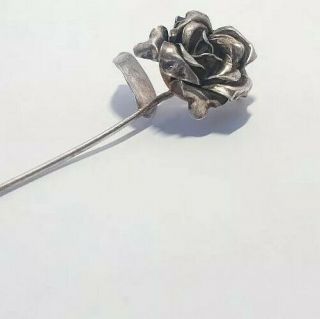 Vintage Solid Silver Italian Made Miniature Of A Rose Brooch Hallmarked