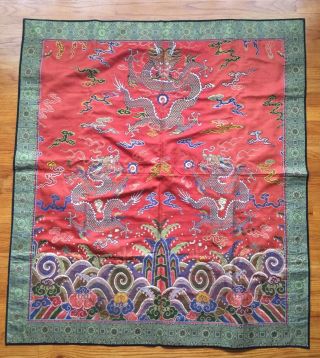 Antique Chinese Silk Embroidery,  46” X 52”