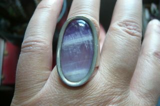 Vintage Natural Amethyst And Silver Ring