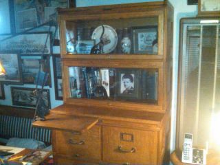 Yawman & Erbe Oak Lawyer Bookcase & File Cabinet C 1910