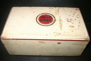 Rare White Lucky Strike Cigarettes Wooden Humidor Box Not Tin Rare Tobacco Item