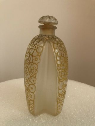 R.  Lalique Frosted And Gold Perfume Bottle