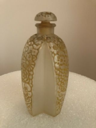 R.  Lalique Frosted and Gold Perfume Bottle 2