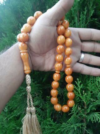 Antique Natural Baltic Amber Prayer Beads Custom Hand Made 84 Gr