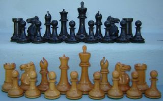 Antique English Jaques of London Staunton Ebony & Boxwood Tournament Chess Set 2