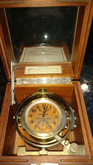 Ww Ii Hamilton Ship Mounted Chronometer Watch,  Model 22