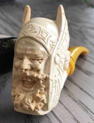 Carved Warlord Meerschaum Pipe W Case