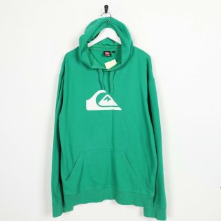 Vintage Quiksilver Big Logo Hoodie Sweatshirt Green | 2xl