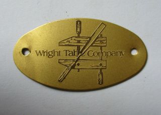 Wright Table Furniture Co.  Brass Vintage Tag Metal Name Plate