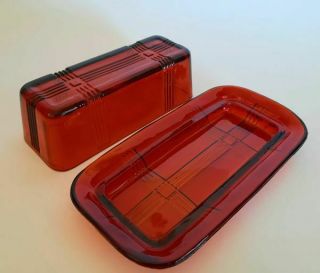 Ruby Red Vintage Covered Butter Dish