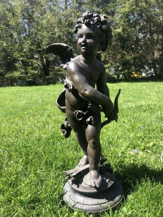 Estate Find Antique Bronze Cupid Sculpture Signed Buichon Unknown Artist