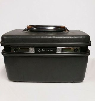 Vintage Samsonite Silhouette 4 Train Case Hard Luggage Gray,  Mirror,  Key