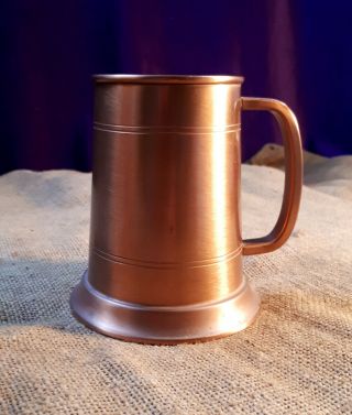 Vintage 1970s Unusual Copper Pint Tankard With Glass Bottom.  British Pub/ Beer