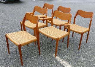 Set 6 Danish Modern J.  L.  Moller Teak Dining Chairs - Mid Century Modern