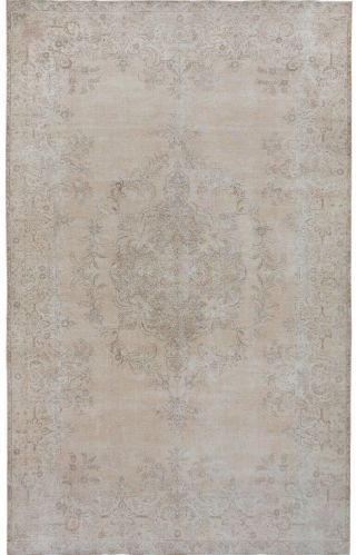 Antique Palace Sized Muted Pale Peach Distressed Tebriz Large Rug Hand - Made 9x16