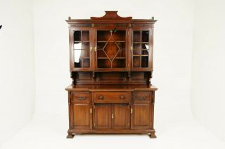 Victorian Walnut Cabinet Bookcase,  Sideboard Buffet & Hutch,  Scotland 1890 B1759
