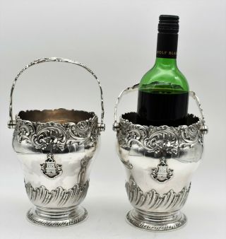 French 950 Sterling Silver Wine Coolers/buckets.  Moutot C.  1890.  2,  110gm