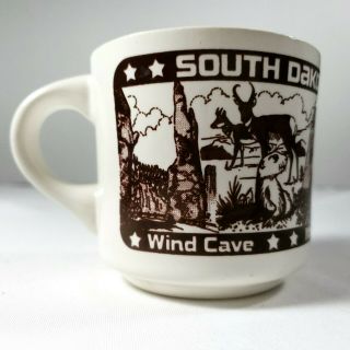 Vtg South Dakota National Parks Coffee Mug Cup - Rushmore,  Bandlands,  Wind Cave
