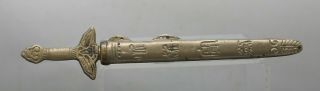Vintage Chinese Miniature Brass Sword With Dragon Engraved Design