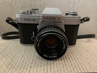 Vtg Yashica Fx - 2 Film Camera With Yashica 50mm 1:1.  9 Mm Lens