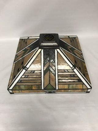 14” Vintage Share Tiffany Style Hanging Stained Glass Ceiling Lamp Shade Only)