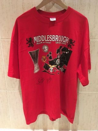 Vintage Middlesbrough Football Shirt 2004/2005 Europe Signed Autographed Xxl