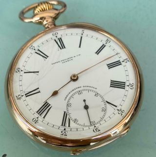 Patek Philippe Chronometro Gondolo Antique Pocket Watch 18kt Rose Gold 56mm