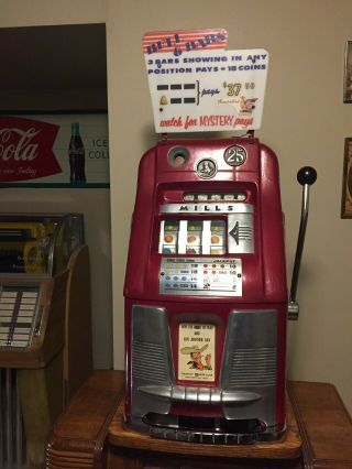 Mills Hi - Top 25 Cent Antique Slot Machine Mystery Pays
