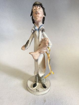 Rare Vintage Italy Poli Signed Ceramic Tp Ceramiche Male Doctor Numbered