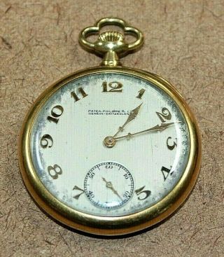 Antique 1919 Patek Philippe 18k Gold 20J Open Face Pocket Watch w/ Box [040WEI] 3