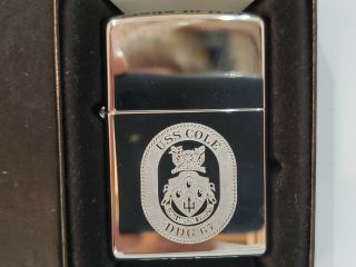 Vintage Zippo Lighter - Uss Cole Ddg 67 / Us Navy / Never Lit,  Box