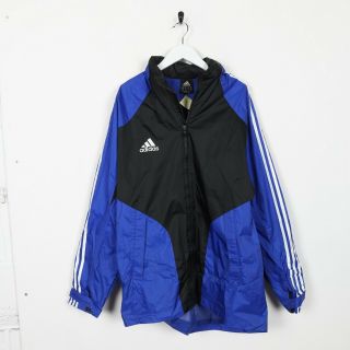 Vintage Adidas Small Logo Soft Shell Windbreaker Jacket Blue Black | Large L