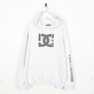 Vintage Dc Big Logo Hoodie Sweatshirt White | Large L
