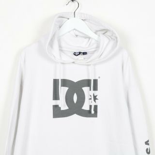 Vintage DC Big Logo Hoodie Sweatshirt White | Large L 2